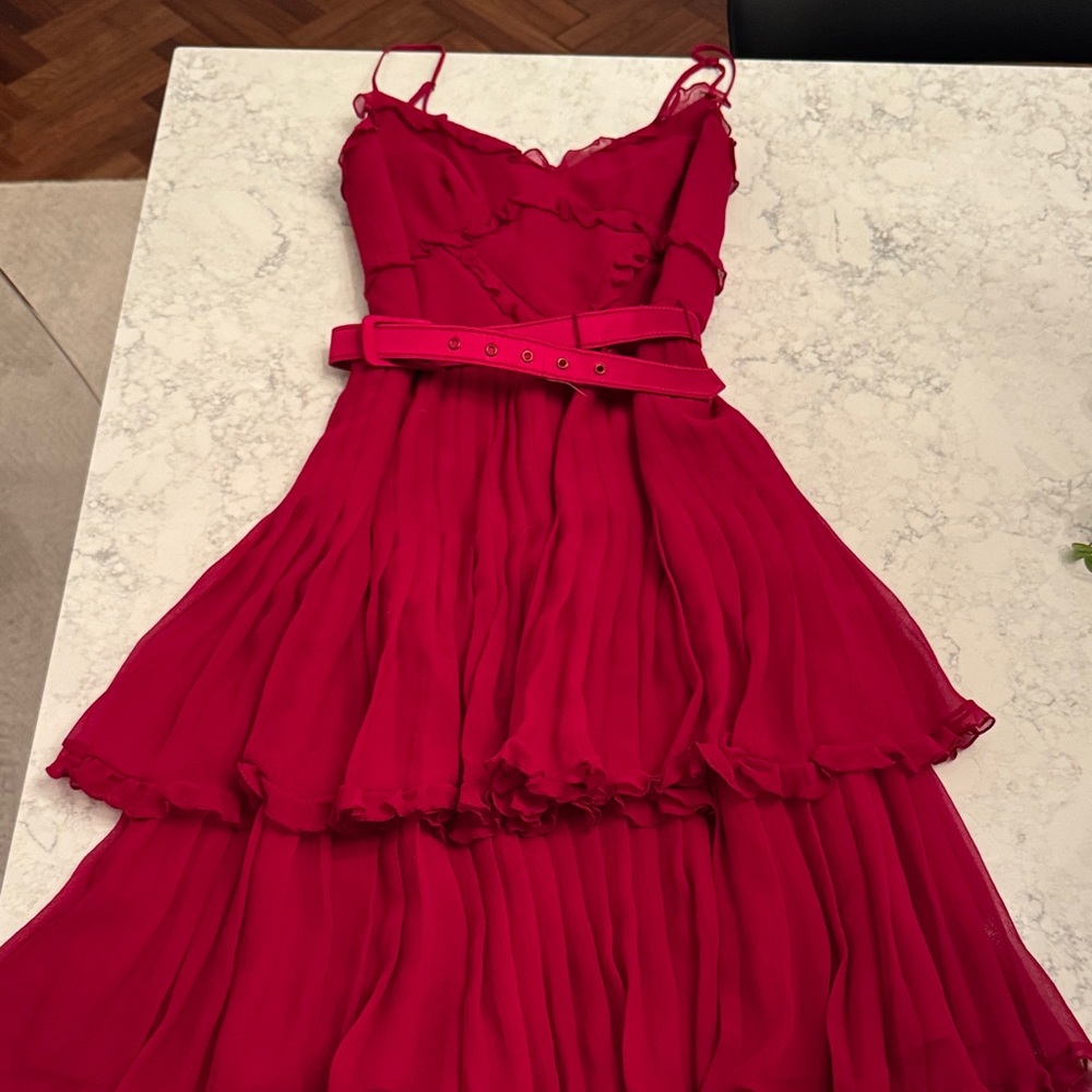 BCBG Red chiffon holiday Dress